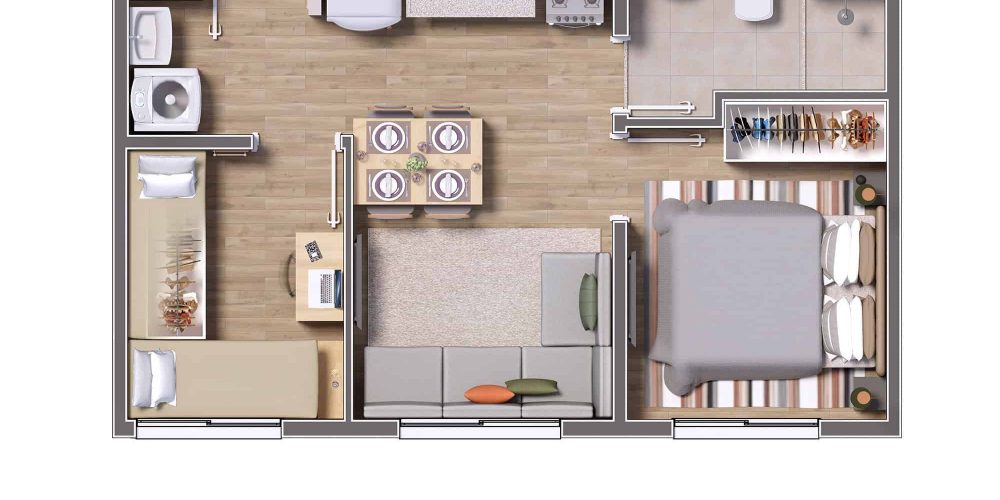 Planta final 10 - 2 dorms - 33,31m²