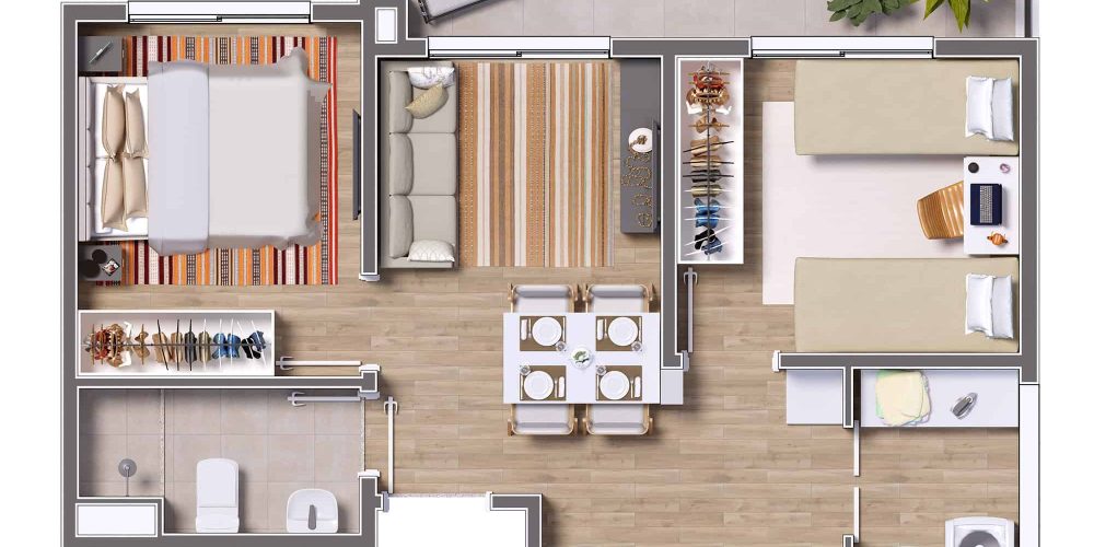 Planta final 14 - 2 dorms - 46,64m²