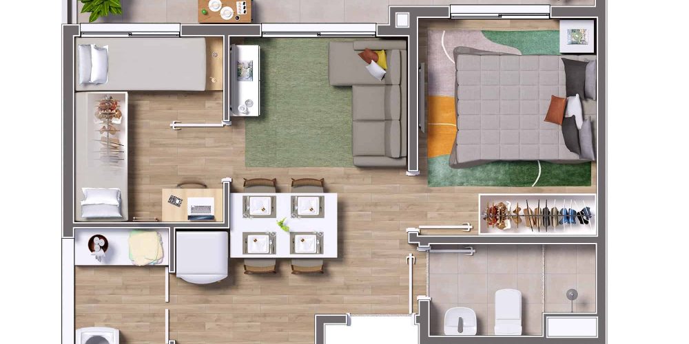 Planta final 02 - 2 dorms - 42,22m²